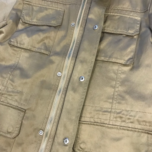 Brown Tan Military Style Zip-Up Coat Jacket - Picture 6 of 10